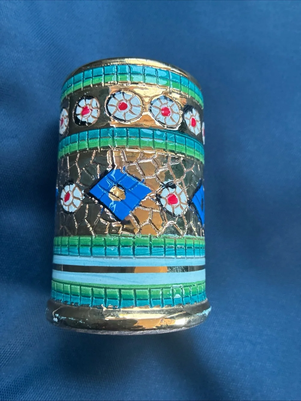 Ceramic-he D'Arte Mario Sambuco miniature cylinder vase from Italy
